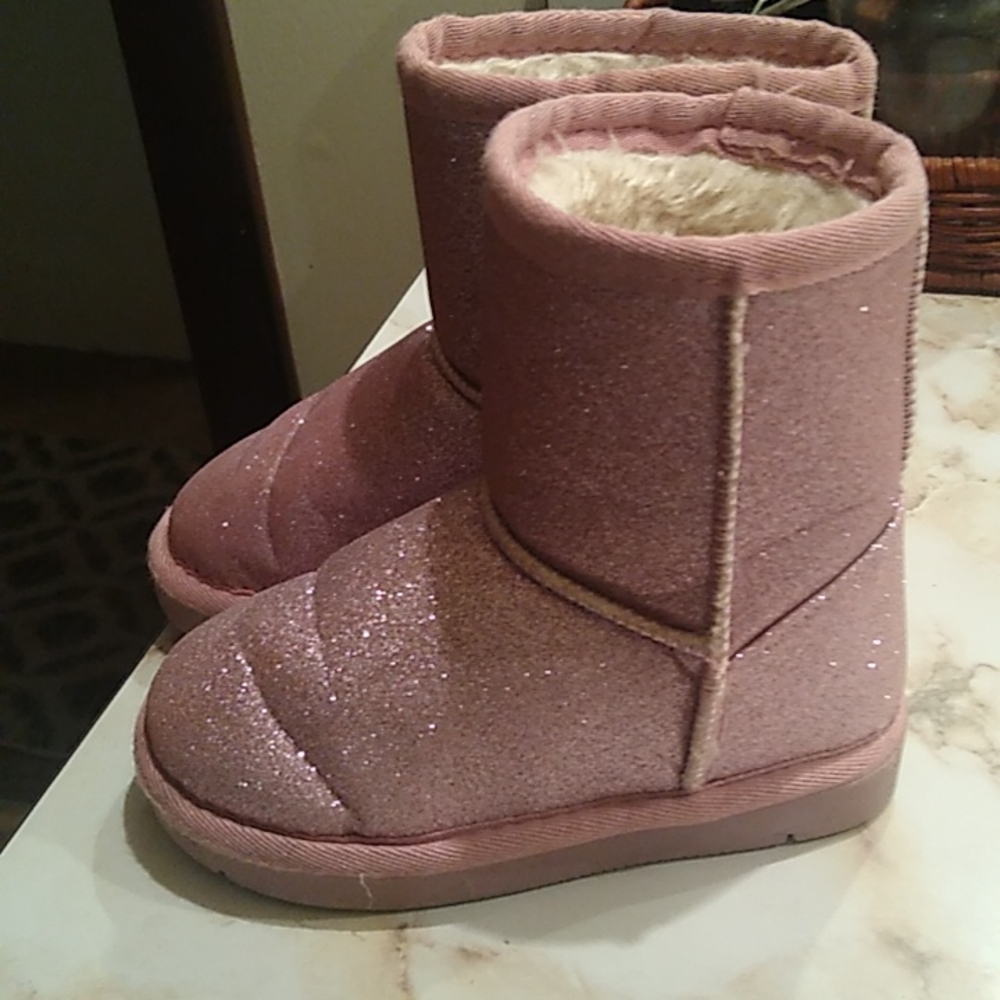 Girls Pink Glittery Boots 7/8